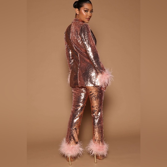 Fashion Nova Melinda Sequin Blazer Set - Pink NWT - Picture 4 of 7